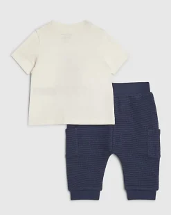 Baby Boys Cream Super Cute Bear T-Shirt Set