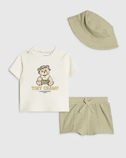 Baby Boys Khaki Bear Tiny Champ T-Shirt Set