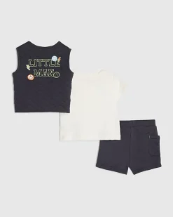 Baby Boys Navy Quilted Gilet Set