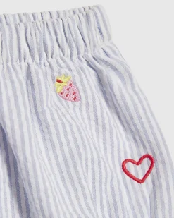 Baby Girls Blue Stripe Fruit Top Set