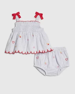 Baby Girls Blue Stripe Fruit Top Set
