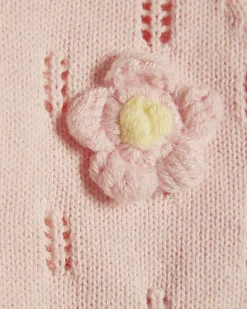 Baby Girls Pink Broderie Daisy Knit Top Set