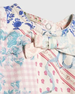Baby Girls Pink Patchwork Cotton Romper