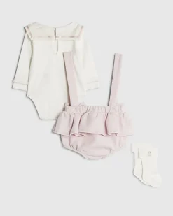 Baby Girls Pink Sailor Collar Romper Set
