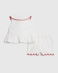 Baby Girls White Strawberry Peplum Blouse Set