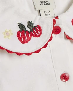 Baby Girls White Strawberry Peplum Blouse Set