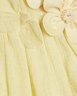 Baby Girls Yellow Smock 3D Flower Top Set