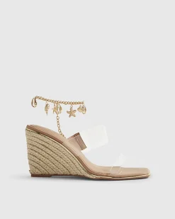Beige Anklet Perspex Wedges