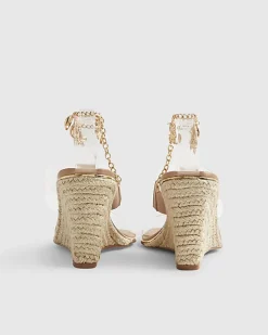 Beige Anklet Perspex Wedges