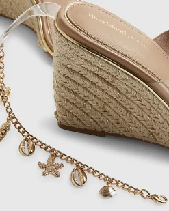 Beige Anklet Perspex Wedges