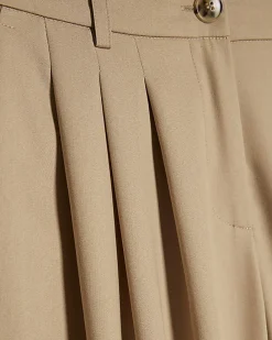 Beige Barrel Leg Tailored Trousers