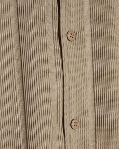 Beige Boxy Fit Ribbed Shirt