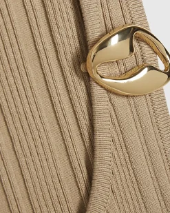 Beige Buckle Knitted Vest
