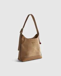 Beige Buckled Slouch Bag