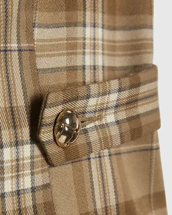 Beige Checked Cinched Waist Waistcoat