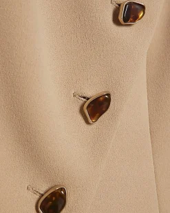 Beige Collarless Asymmetric Waistcoat