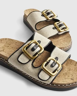 Beige Double Strap Footbed Sandals