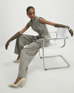 Beige Flecked Wide Leg Trousers