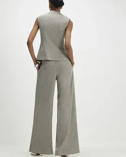 Beige Flecked Wide Leg Trousers