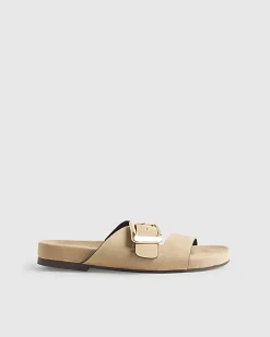 Beige Hardware Footbed Sandals