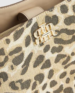 Beige Leopard Jacquard Bucket Bag