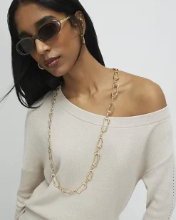 Beige Linen Blend Boat Neck Jumper