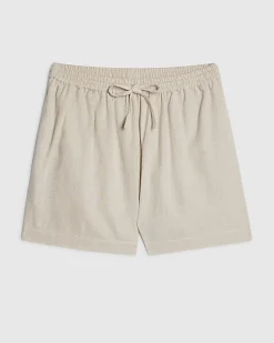 Beige Linen Blend Shorts