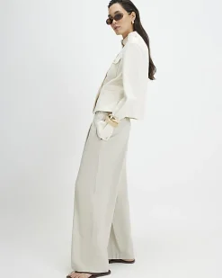 Beige Linen Blend Tailored Joggers