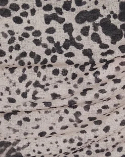 Beige Long Sleeve Boat Neck Spot Print Top