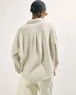 Beige Long Sleeve Linen Blend Shirt