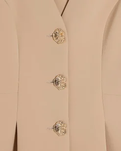 Beige Long Sleeve Pleated Jacket