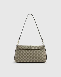 Beige Monogram Bar Front Clutch Bag