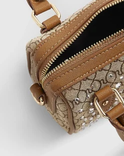 Beige Monogram Mini Diamante Bowler Bag