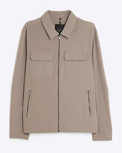 Beige Muscle Fit Shacket