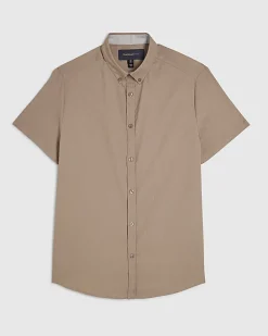 Beige Muscle Fit Textured Shirt