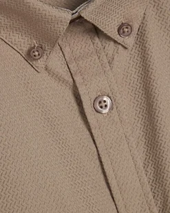 Beige Muscle Fit Textured Shirt