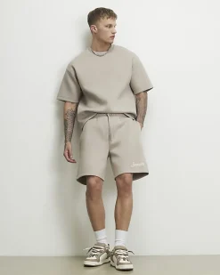 Beige Oversized Fit Crew Neck T-Shirt