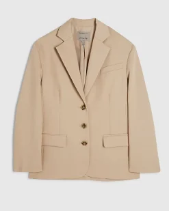 Beige Oversized Long Sleeve Blazer