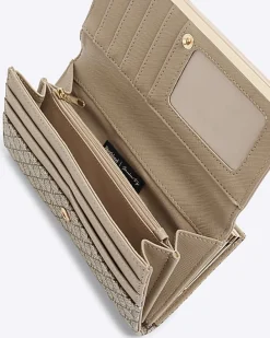 Beige Patent RI Monogram Panelled Purse