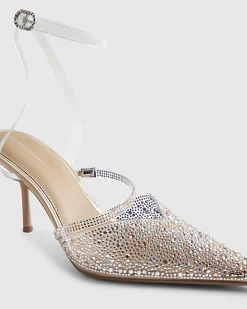 Beige Perspex Embellished Court Heels