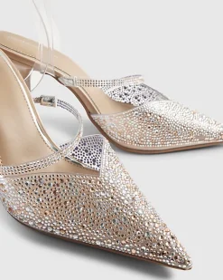 Beige Perspex Embellished Court Heels