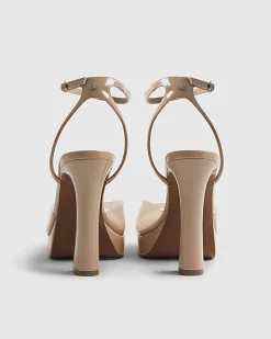 Beige Perspex Platform Heeled Sandals