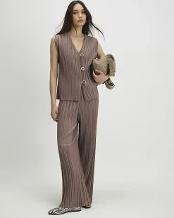 Beige Plisse Waistcoat