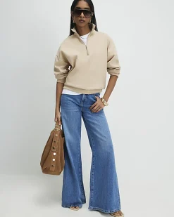 Beige Premium Half Zip Top