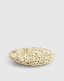 Beige Raffia Beret