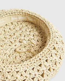 Beige Raffia Beret