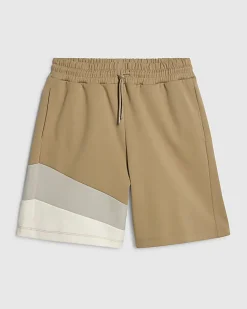Beige Regular Fit Colour Block Shorts