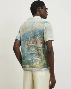 Beige Regular Fit Crochet Scenic Shirt