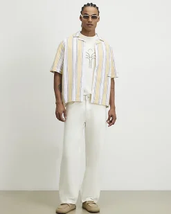 Beige Regular Fit Cutwork Palm Tree T-Shirt