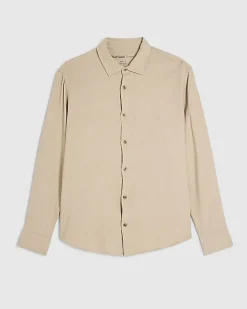 Beige Regular Fit Linen Blend Shirt